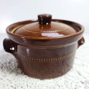 Pearsons Of Chesterfield Vintage Stoneware Bean Pot 1 Pint Brown Made In England